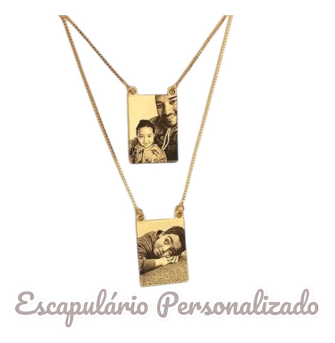 Colar Escapulário Personalizado Com Foto Banhado Ouro18k Dourado