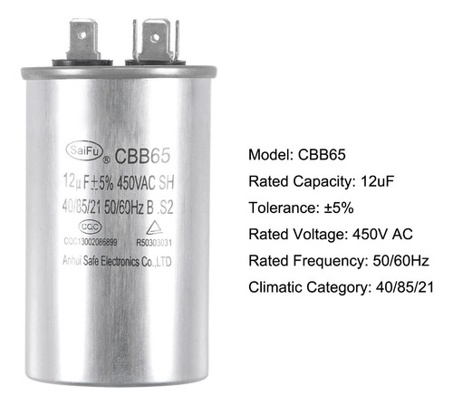 Ts Capacitor Para Ventilador Round Cbb65 12uf 450v