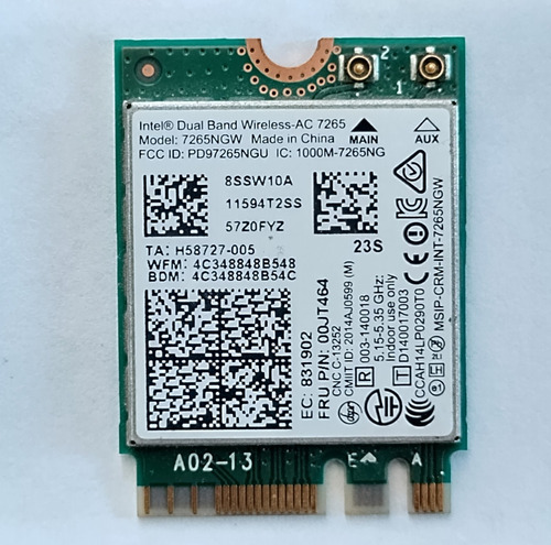 Imagen 3 de 3 de Tarjeta Wifi Para Portatil Dual Band Ac 7265ngw + Bluetooth