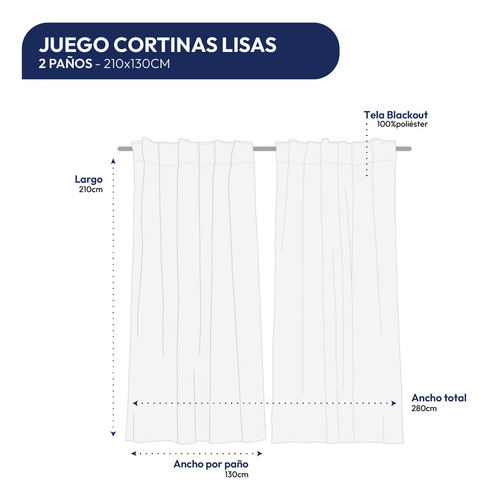Cortinas Blackout Textil Living 130x210 2 Paños Importada