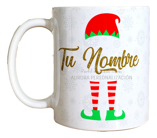 Mug Taza Navidad Personalizado Nombre Elfo