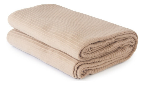 Frazada Polar Termica Acanalada 2 1/2 Plaza Color Beige