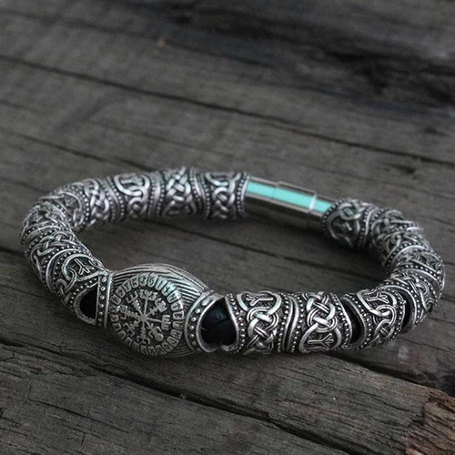 Bracelete Masculino Viking Runas Pulseira Tribal Vikings