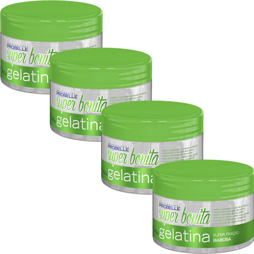 Kit 4x Gelatina Capilar Super Fixação Babosa 300g Probelle