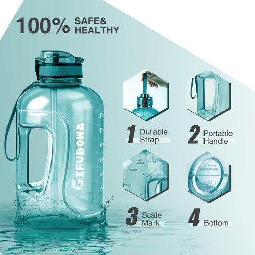 Gifubowa Botella De Agua Grande Motivacional De 3 Litros Con