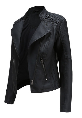 Chamarra Mujer Cl¿sica Con Cremallera, Estilo Punk, Piel Mod