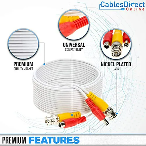 Cable De Video Bnc Blanco 10ft