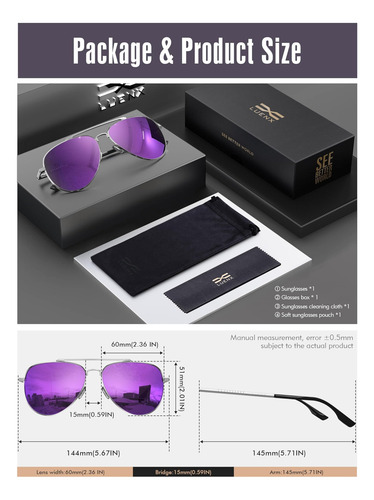 Luenx Mujeres Hombres Gafas De Sol De Aviador Polarizadas To