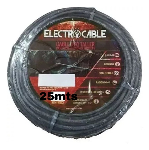 Cable Tipo Taller 2x6mm Electrocable Cobre Bajo Norma 25mts