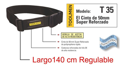 Imagen 3 de 9 de Cinturon Reforzado Porta Herramienta Toolmen T20 T35
