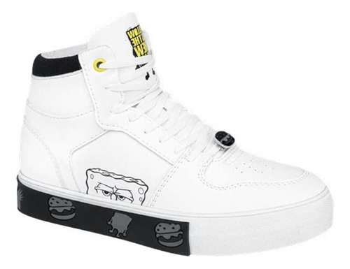 Tenis Casual De Dama Bob Esponja Lbob Color Blanco/ Negro