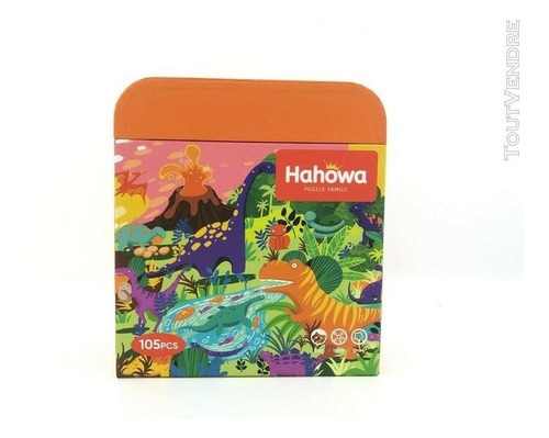 Imagen 2 de 7 de Rompecabezas 105pcs Puzzle Forma Dinosaurios Con Bolso Viaje