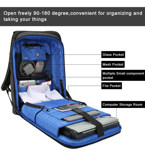 Mochila Para Laptop Vgoal Con Puerto Usb Color Gris