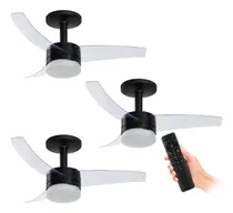 Comprar Kit 3 Ventiladores De Teto Arno Preto 3 Pás E Controle Vx14