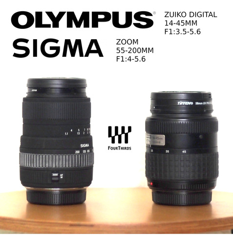 Kit De 2 Lente Zoom (4/3) Olympus 14-45 F3.5 Sigma 55-200 F4