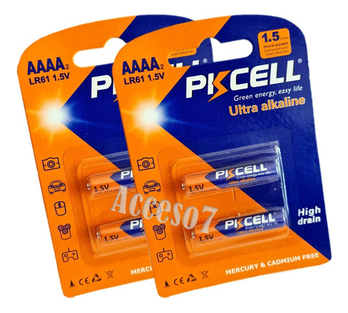 4 Piezas Aaaa Alcalinas 1.5v (cuatruple A) 4a Lr61 Cuatro A