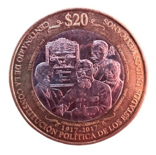 Moneda 20 Pesos Centenario De La Constitución Política 1917