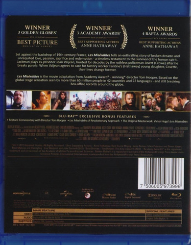 Los Miserables Hugh Jackman Pelicula Original Bluray