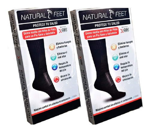 Pack X2 Medias Natural Feet Sin Compresión Hilo De Plata 