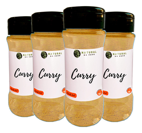 Curry Tempero Em Pó Kit 4 Pote Com Dosador 70g