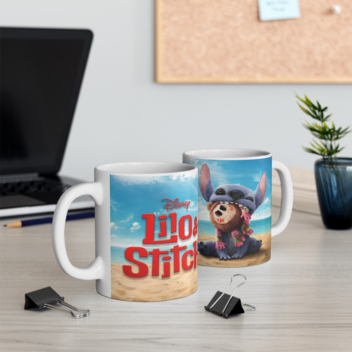 Taza De Cerámica Lilo Stitch -ultima Pelicula Disney Blanco Lilo Sttich