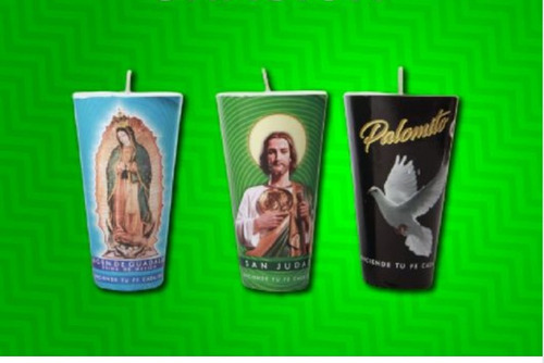 Caja De 40 Veladoras Cono Con Imagen , 100% Parafina