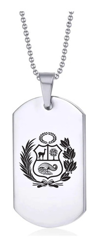 Collar Escudo Nacional Peruano Joya En Acero Quirúrgico 