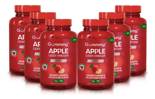 Gummy Hair Vinagre De Maçã Kit Com 6 Potes De 60 Gomas Cada