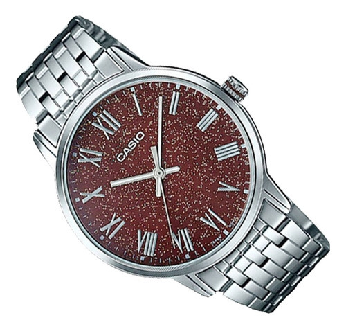 Reloj Casio Mtp-tw100d-5avdf Para Hombre Color de la correa Plateado Color del bisel Plateado Color del fondo Rojo