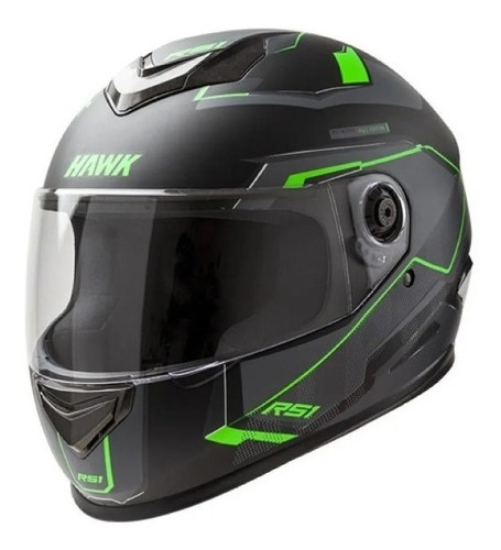 Casco Integral Hawk Rs1 Alpha Negro Verde Mate