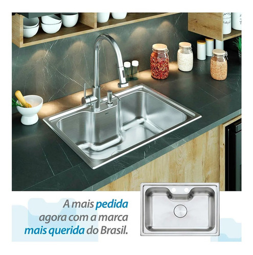 Cuba Sobrepor Embutir Arell Kameel Aço Inox Escovado Funda