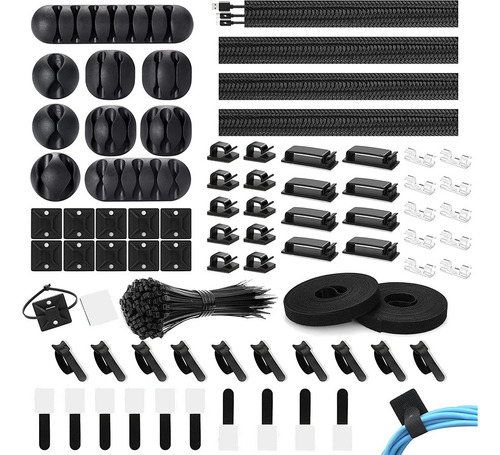 Kit Organizador Gestión Cables 173 Pcs Para Cables De Pared