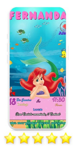 Convite Virtual Pequena Sereia Ariel