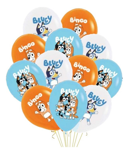 Pack 24 Globos Látex Bluey Y Bingo