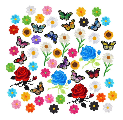 Coopay 100 Piezas Flor Mariposa En Parches Girasol Lindos Pa