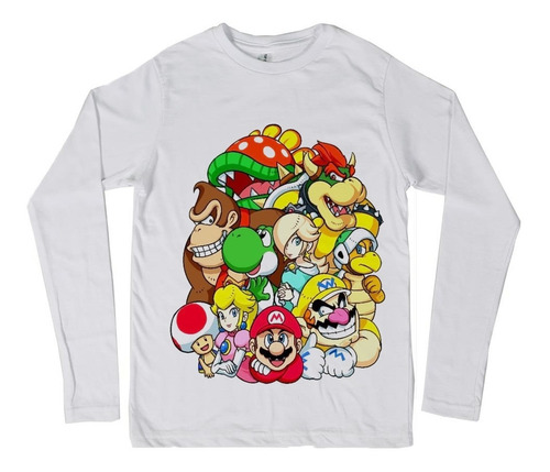 Super Mario Bross Remera Manga Larga 