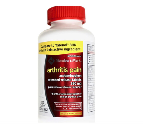 Acetaminophen Arthritis 650mg 200 Tabletas Member's Mark 
