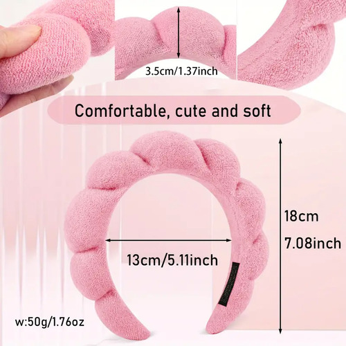 Kit Spa: Diadema Y Muñequeras Para Maquillaje 3 Pzs Rosa Chicle