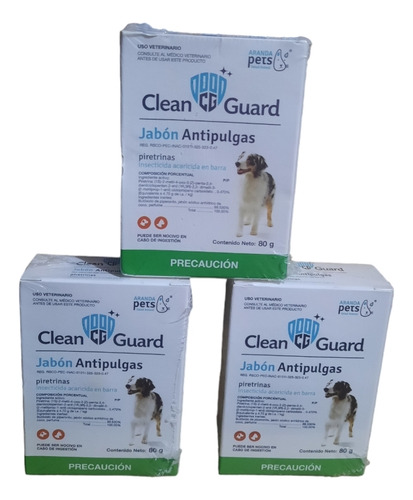 Jabon Antipulgas Clean Guard 80 Gr Para Perro Pack De 3 Pz