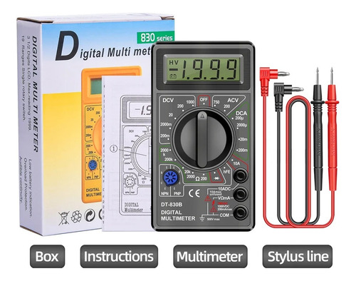 Multimetro Tester Digital Probador Voltaje Resistencia Dt830
