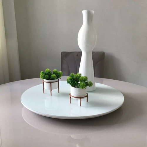 Bandeja Ms Decor Giratória Para Mesa Redonda 50 Cm Branco