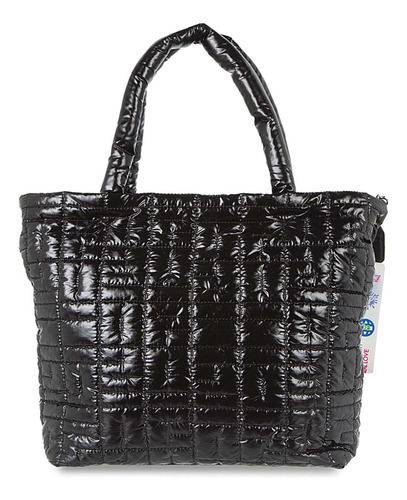 Bolsa Cloe Tote Para Mujer Material Reciclado Asa Removible Color Negro