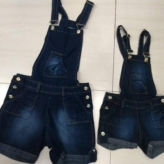 jardineira jeans mae e filha