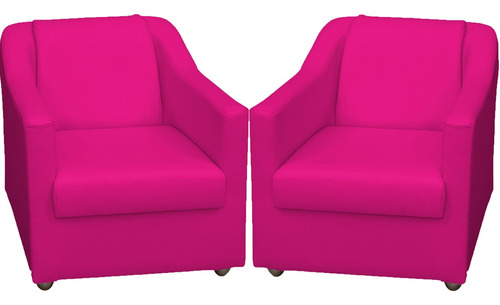 Kit 2 Poltronas Decorativas P/ Recepção De Consultório Cor Pink Desenho Do Tecido Corino