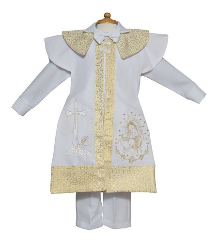 Kit Conjunto Bautizo Niño Gratis Medalla Oro Traje Ropón