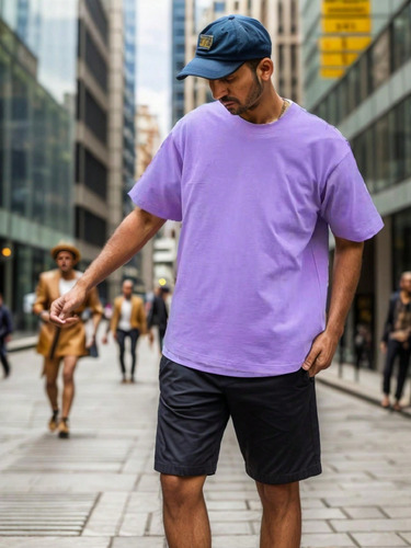 Playera Hombre Oversize Manga Corta Camiseta De Color Sólido