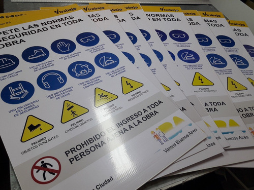 Cartel Normas De Seguridad En Obra Ba - Plastico Rigido