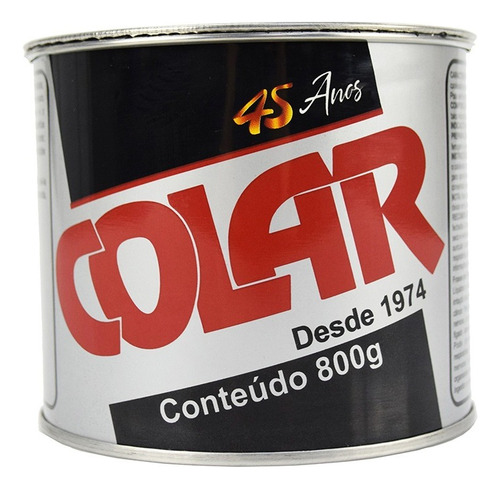 Kit 5 Latas Massa Plástica Preta Para Colagem De Pedras 800g