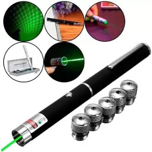 Caneta Laser Pointer Verde Potente 5 Pontas 10000mw Até 9km