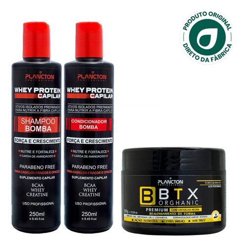 Kit Btx Quiabo 300g + Shampoo E Condicionador Whey 250ml